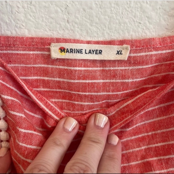 Marine Layer Stella red stripe linen blend crop tank size X-Large - Picture 4 of 6